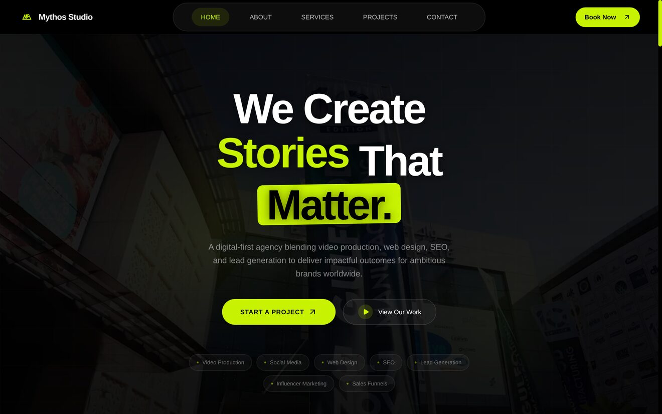 Mythos Studio, live site