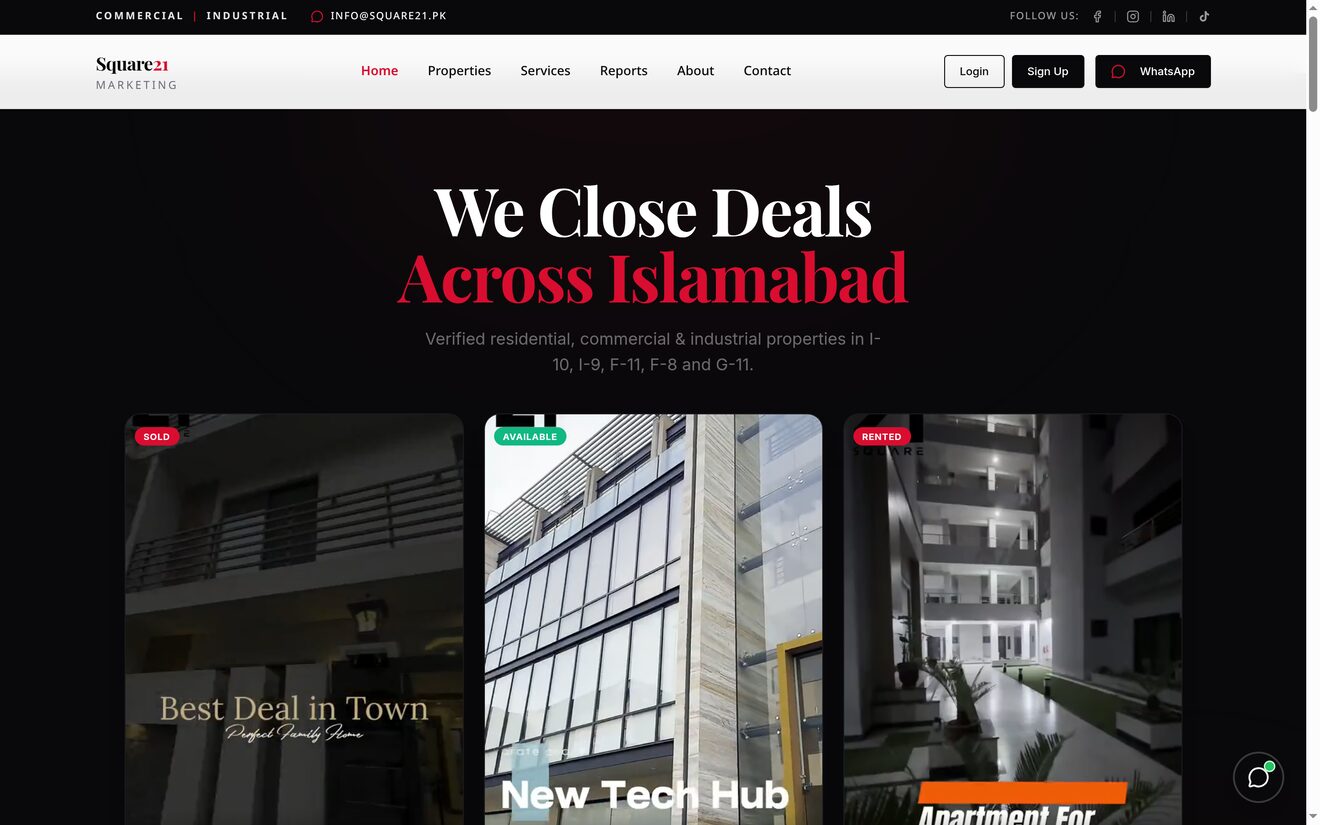Square21 Marketing, live site