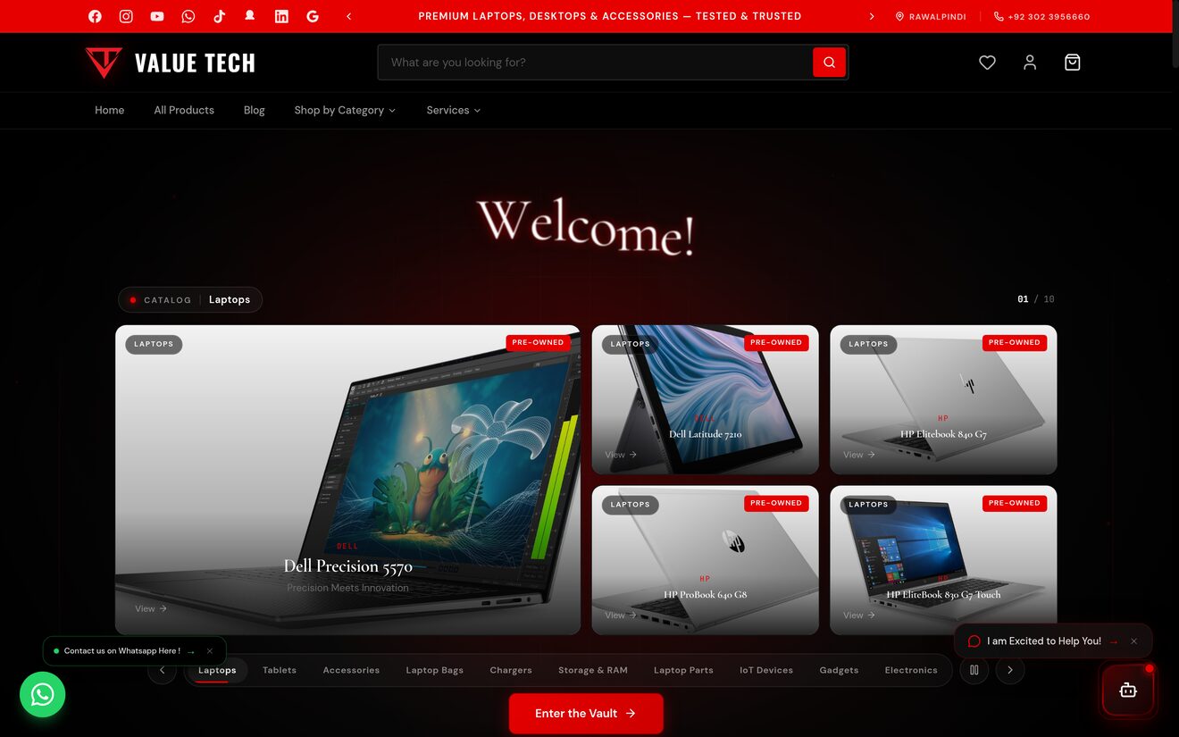 ValueTech storefront, live site